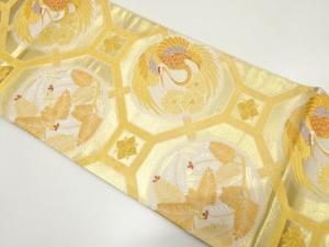 未使用品　きたの織物製　金糸　蜀江に鶴・若松模様織り出し　袋帯